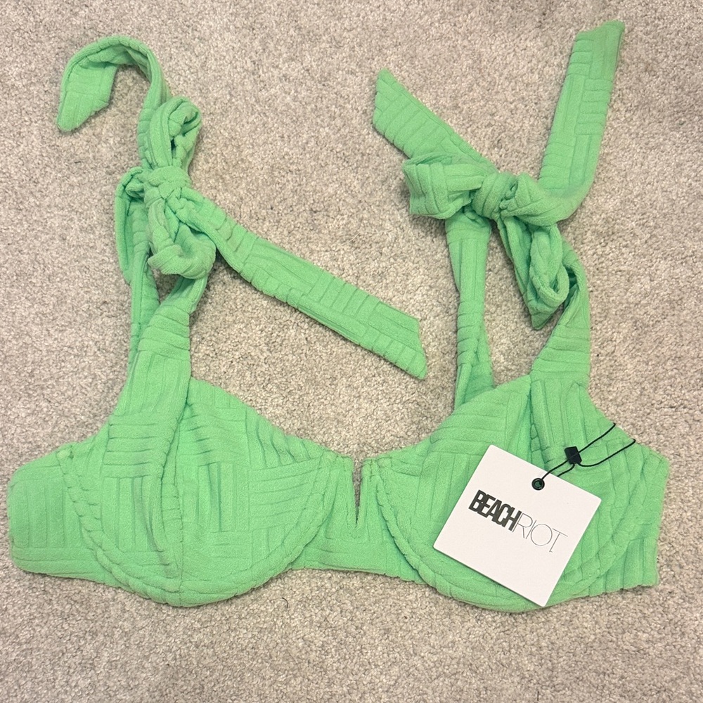 Beach Riot Bright Mint Textured Underwire Bikini Top